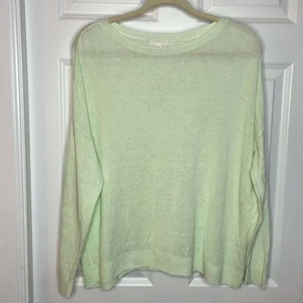 Eileen Fisher 100% Organic Linen Oversized Sweater Light Green Sz Petite Small